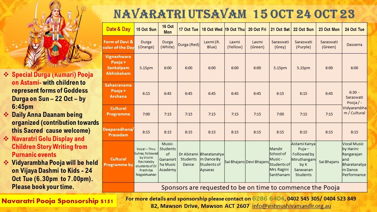 Navaratri utsavam 15 Oct 24 Oct