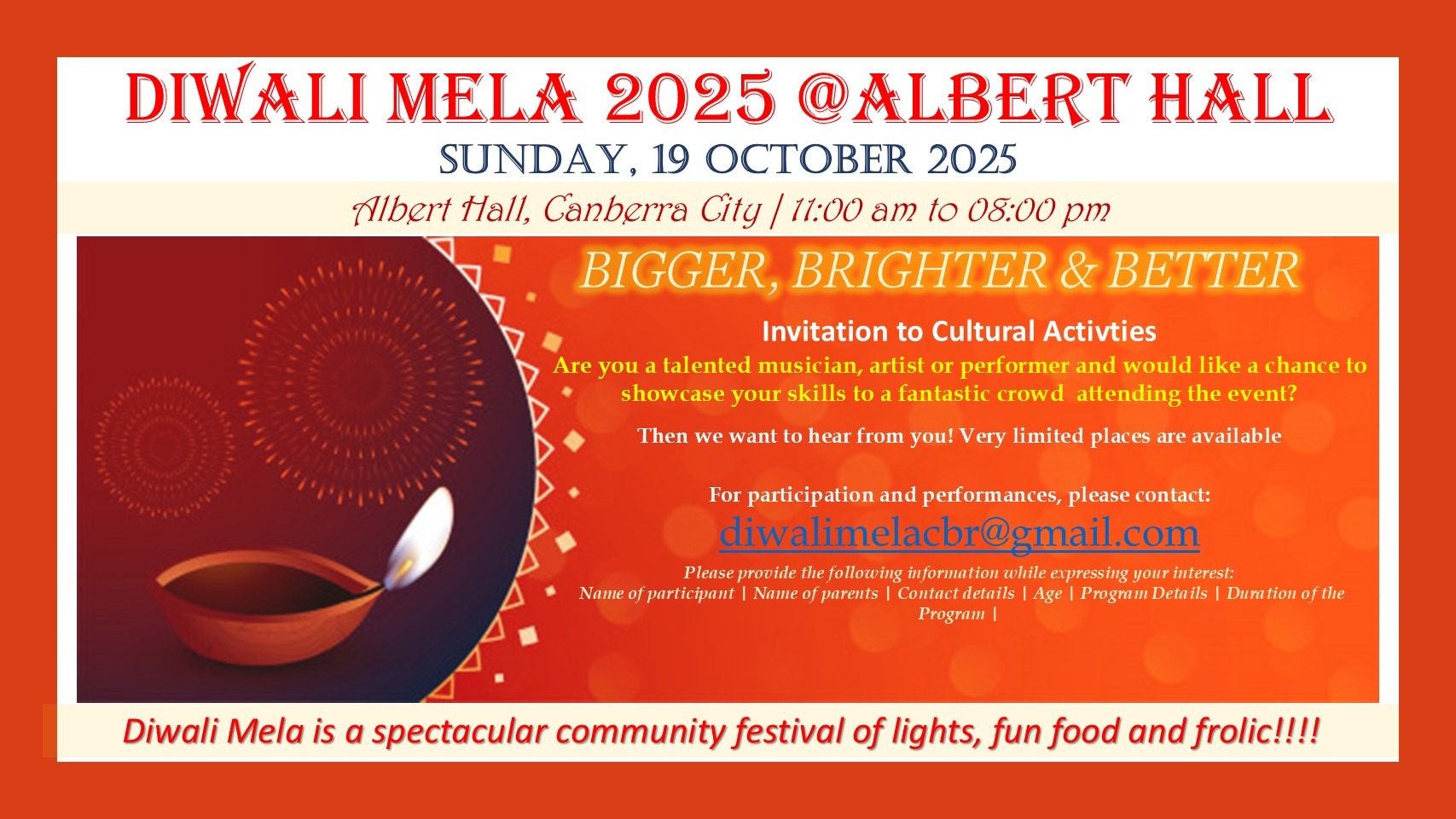 Diwali Mela 2025 @Albert hall - Sunday, 19 Oct