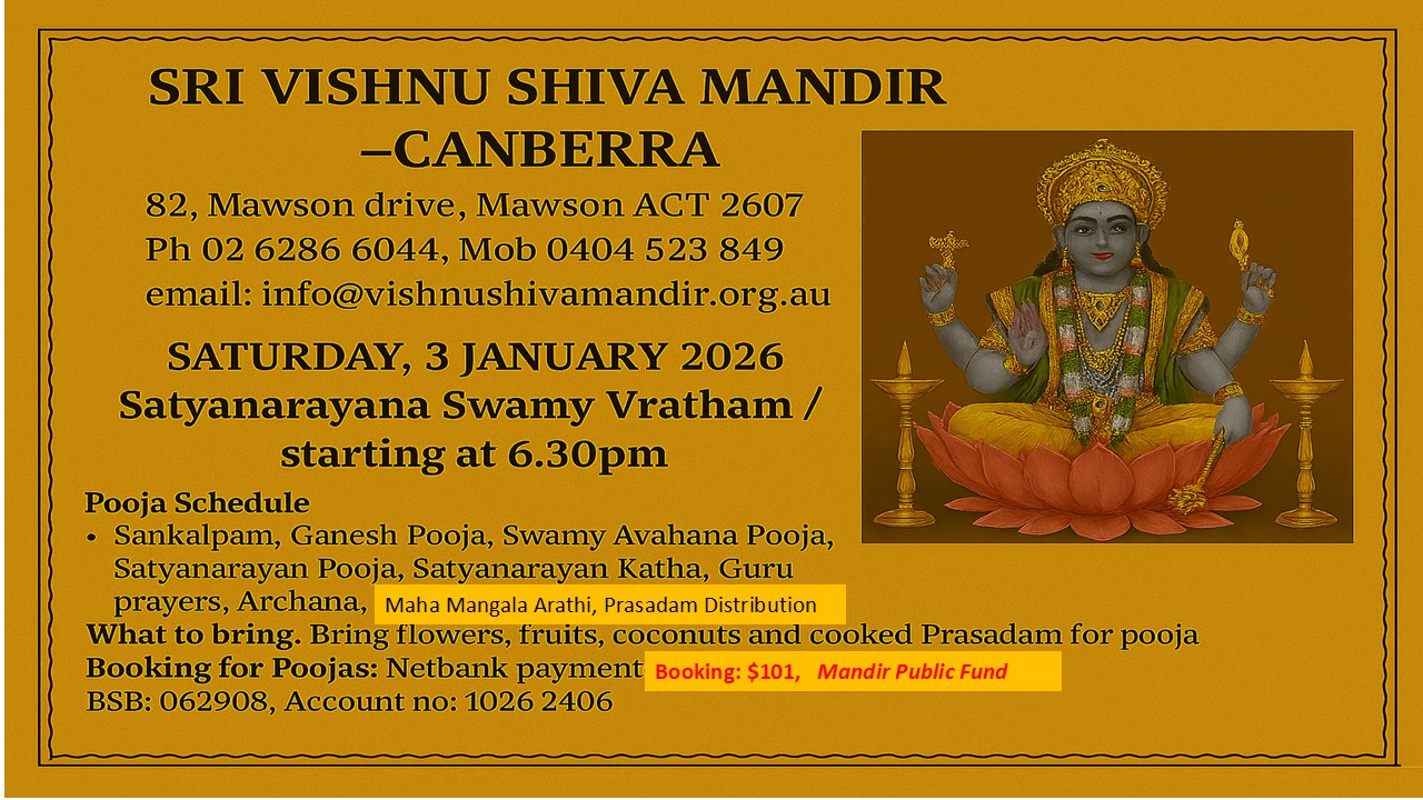 Satyanarayana Swamy Vratham -Sat 3 Jan