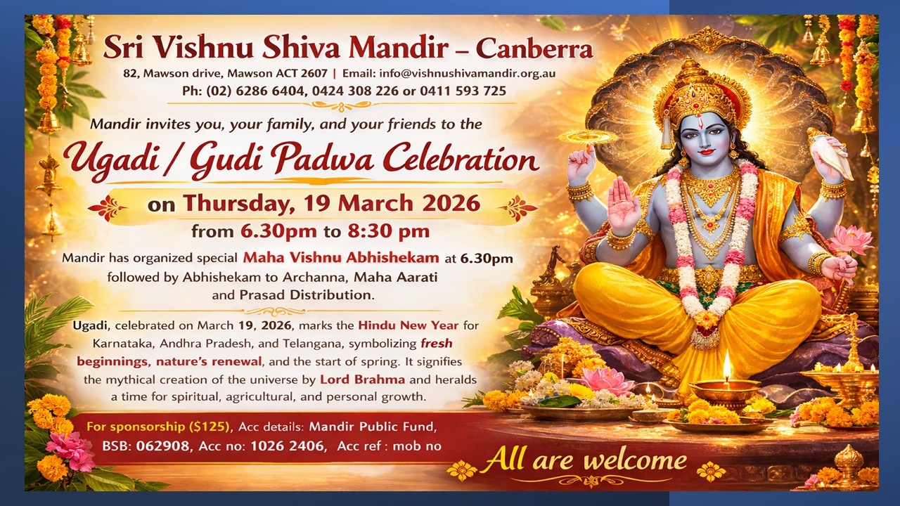 Happy Ugadi / Gudi Padwa - Celebration at Vishnu Shiva Mandir - 19 Mar