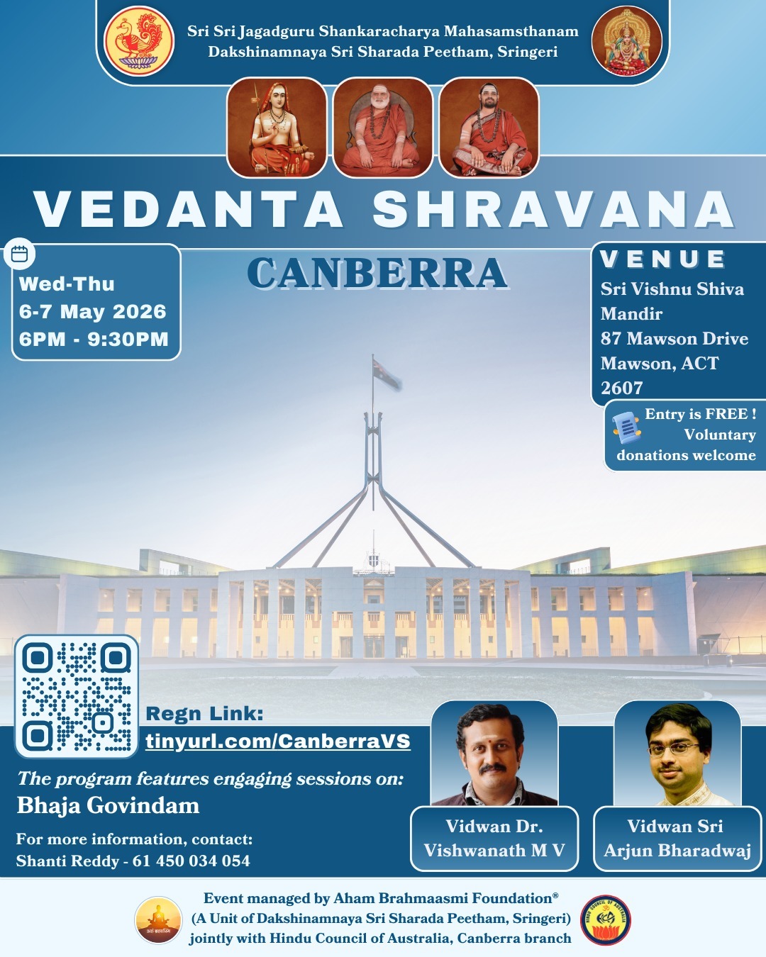 Vedanta Shravana at Vishnu Shiva Mandir - 6 to 7 May