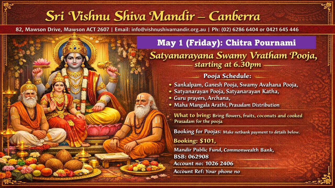 Satyanarayana Swamy Vratham -May 1 (Friday): Chitra Pournami