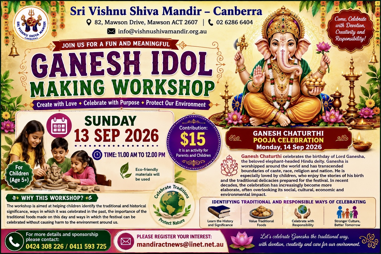 Ganesh idol making workshop on Sunday 13 Sep