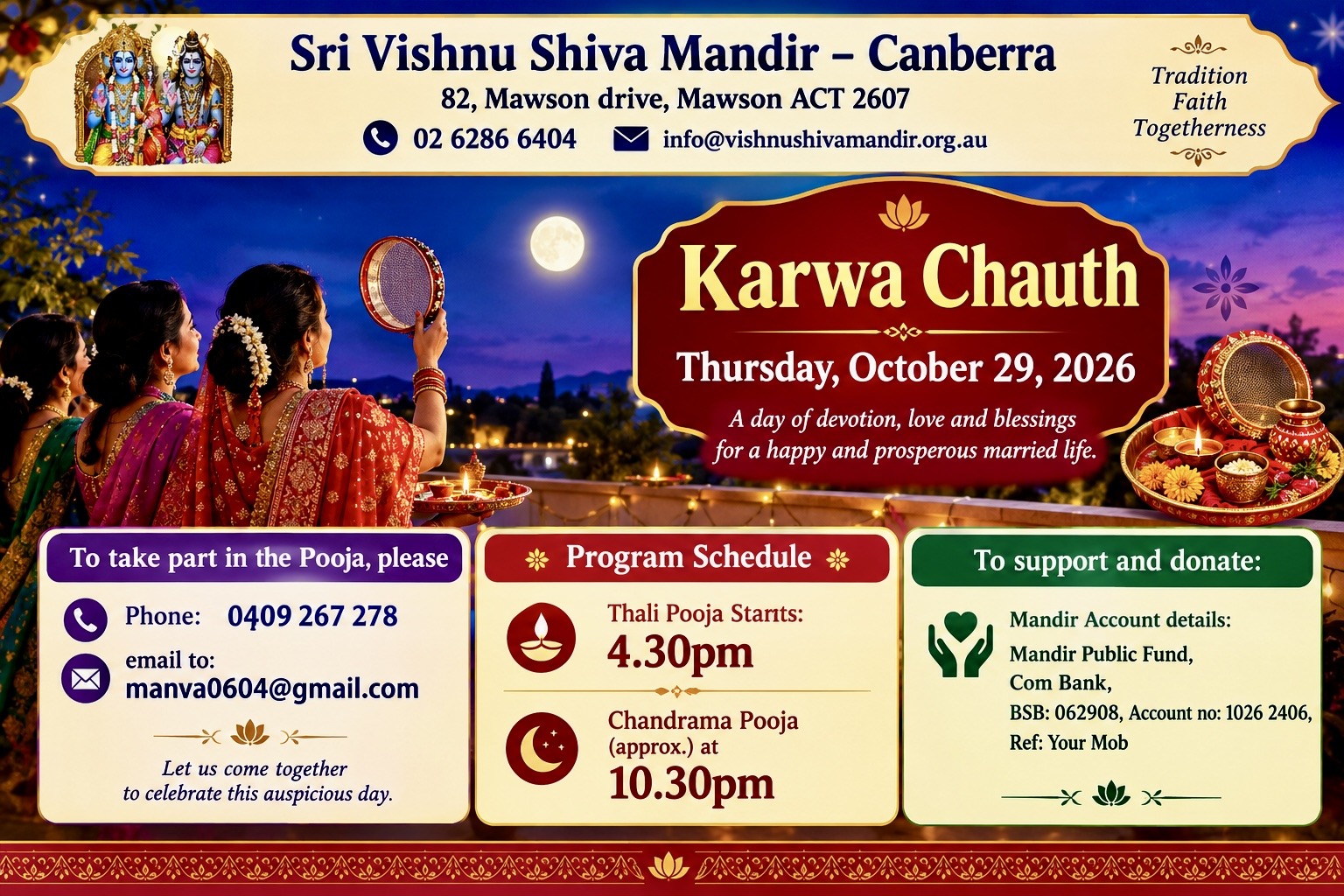 Karwa Chauth Pooja on 29 Oct